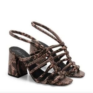 FREE PEOPLE Colette Sandal Python Snakeskin Brown Strappy Block Heel